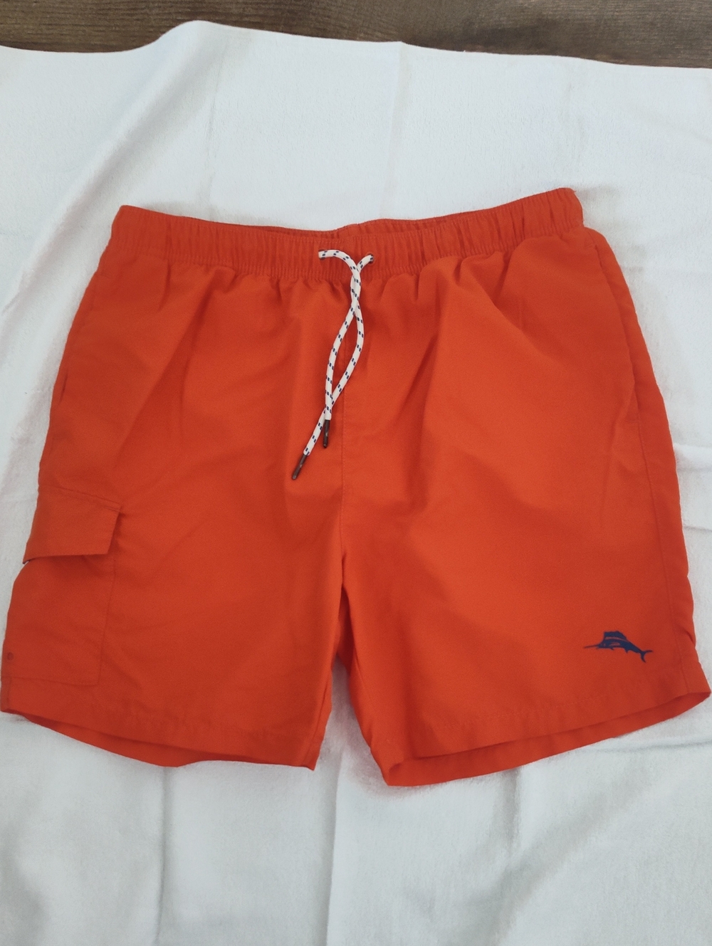 Tommy Bahama Orange Swim Board Shorts with Navy Marlin